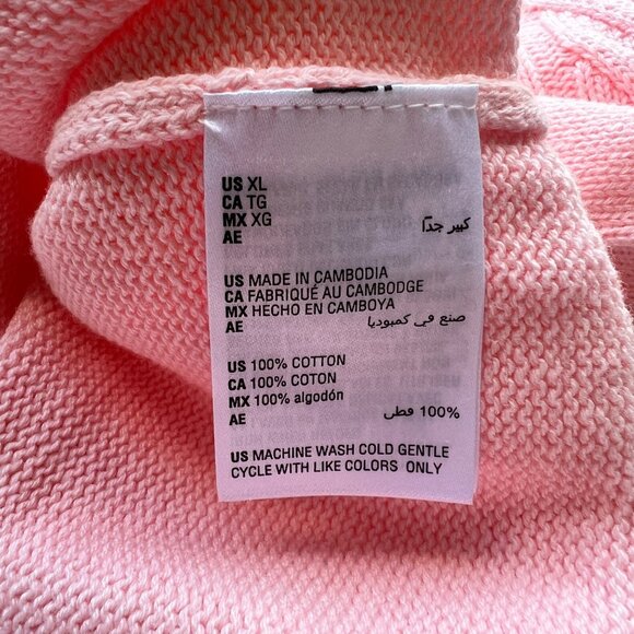 Karen Scott Pullover Womens XL Soft Pink Cotton Cable Knit Ribbed Hem NWT - Picture 4 of 5